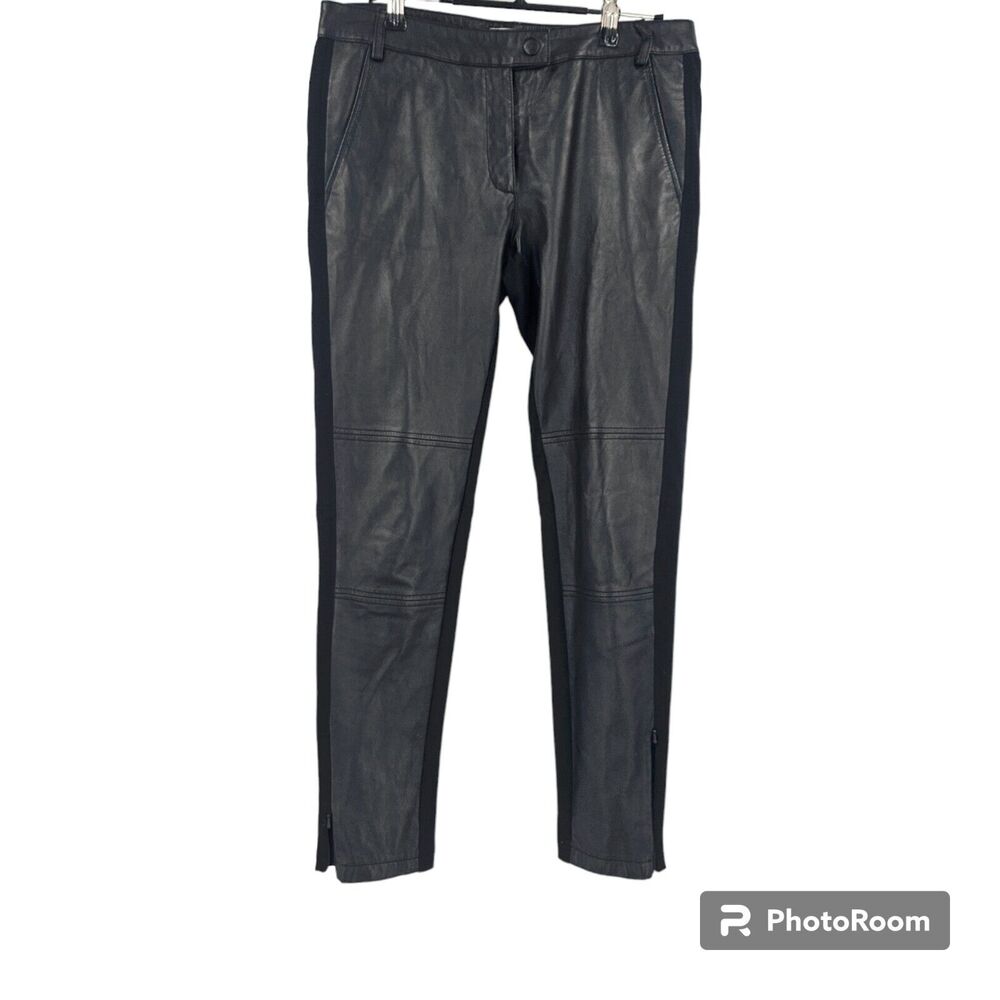 Moschino Cheap and Chic Moto Pants Black Mountain Sheep Faux Leather Size 6